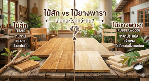 ไม้สัก vs ไม้ยางพารา — เลือกอะไรดีกว่ากัน?